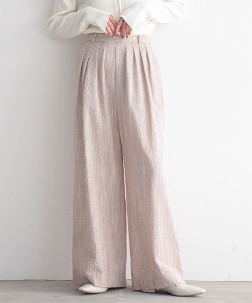 for/c（フォーシー）の「[セットアップ対応]クレープチェックタックパンツ【サスティナブル】（その他パンツ・レディース・ブラウン系/ブラック/ブラック系・TM/LL/L/M/PM）」の16枚目の写真