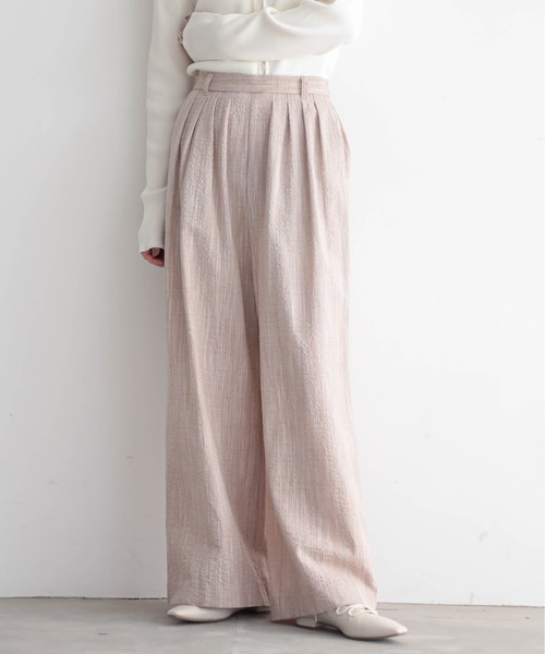 for/c（フォーシー）の「[セットアップ対応]クレープチェックタックパンツ【サスティナブル】（その他パンツ・レディース・ブラウン系/ブラック/ブラック系・TM/LL/L/M/PM）」の20枚目の写真