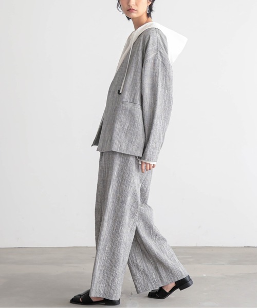 for/c（フォーシー）の「[セットアップ対応]クレープチェックタックパンツ【サスティナブル】（その他パンツ・レディース・ブラウン系/ブラック/ブラック系・TM/LL/L/M/PM）」の4枚目の写真