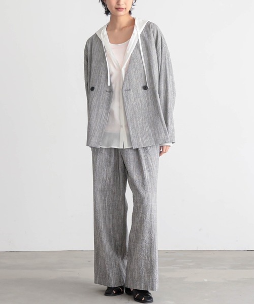 for/c（フォーシー）の「[セットアップ対応]クレープチェックタックパンツ【サスティナブル】（その他パンツ・レディース・ブラウン系/ブラック/ブラック系・TM/LL/L/M/PM）」の5枚目の写真
