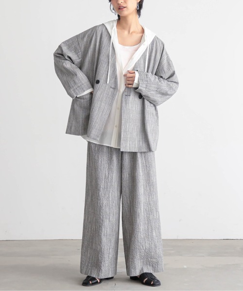 for/c（フォーシー）の「[セットアップ対応]クレープチェックタックパンツ【サスティナブル】（その他パンツ・レディース・ブラウン系/ブラック/ブラック系・TM/LL/L/M/PM）」の6枚目の写真