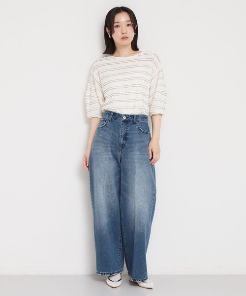 THE SHOP TK (ザ ショップ ティーケー )の「【1枚で美人見え】 フリルレースボーダートップス(Tシャツ/カットソー・レディース・ダークブラウン系8/オフホワイト/ブラック・13/12)」の14枚目の写真