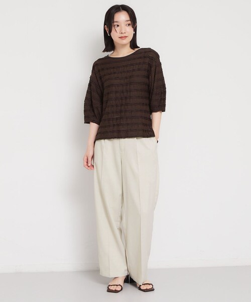 THE SHOP TK (ザ ショップ ティーケー )の「【1枚で美人見え】 フリルレースボーダートップス(Tシャツ/カットソー・レディース・ダークブラウン系8/オフホワイト/ブラック・13/12)」の22枚目の写真