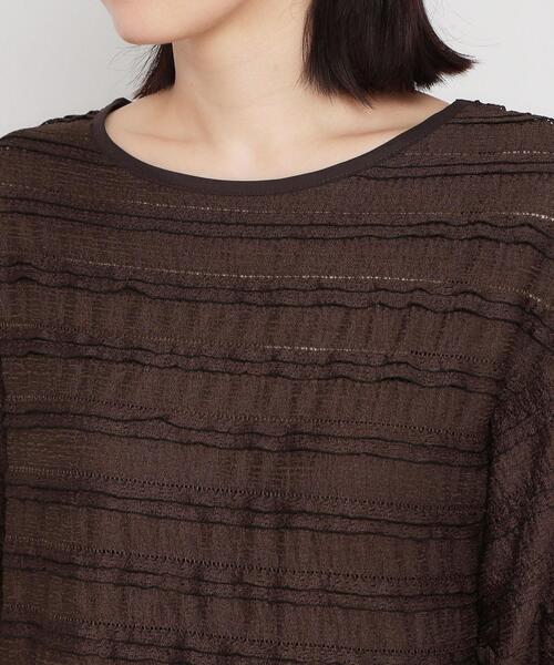 THE SHOP TK (ザ ショップ ティーケー )の「【1枚で美人見え】 フリルレースボーダートップス(Tシャツ/カットソー・レディース・ダークブラウン系8/オフホワイト/ブラック・13/12)」の5枚目の写真