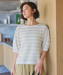 THE SHOP TK  | 【1枚で美人見え】 フリルレースボーダートップス(Tシャツ/カットソー)