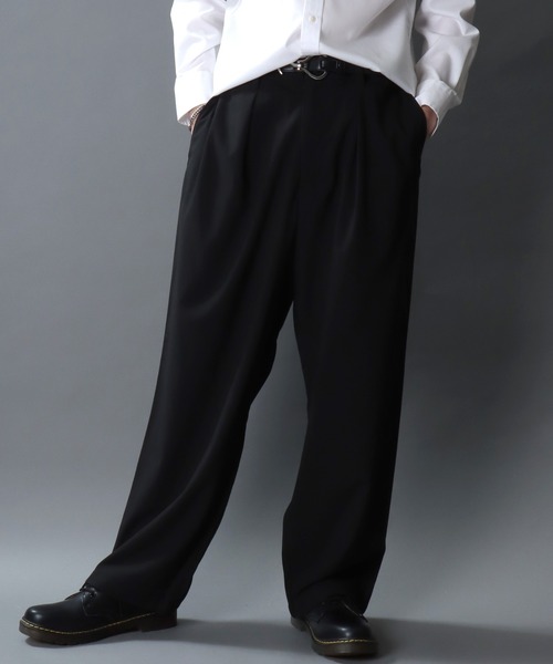 SITRY(シトリー)の「Barrel Leg Easy Pants/1タック バレルレッグパンツ ワイドパンツ イージーパンツ スラックス(スラックス・メンズ・ブラック/チャコール・M/L/LL)」の1枚目の写真