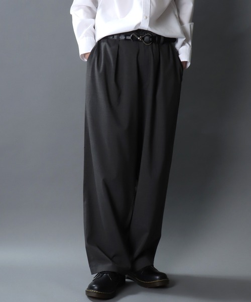 SITRY(シトリー)の「Barrel Leg Easy Pants/1タック バレルレッグパンツ ワイドパンツ イージーパンツ スラックス(スラックス・メンズ・ブラック/チャコール・M/L/LL)」の14枚目の写真