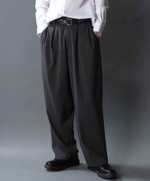 SITRY(シトリー)の「Barrel Leg Easy Pants/1タック バレルレッグパンツ ワイドパンツ イージーパンツ スラックス(スラックス・メンズ・ブラック/チャコール・M/L/LL)」の16枚目の写真