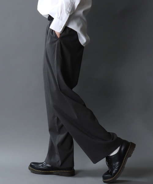 SITRY(シトリー)の「Barrel Leg Easy Pants/1タック バレルレッグパンツ ワイドパンツ イージーパンツ スラックス(スラックス・メンズ・ブラック/チャコール・M/L/LL)」の19枚目の写真