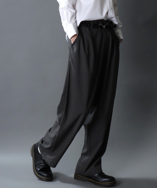 SITRY(シトリー)の「Barrel Leg Easy Pants/1タック バレルレッグパンツ ワイドパンツ イージーパンツ スラックス(スラックス・メンズ・ブラック/チャコール・M/L/LL)」の12枚目の写真