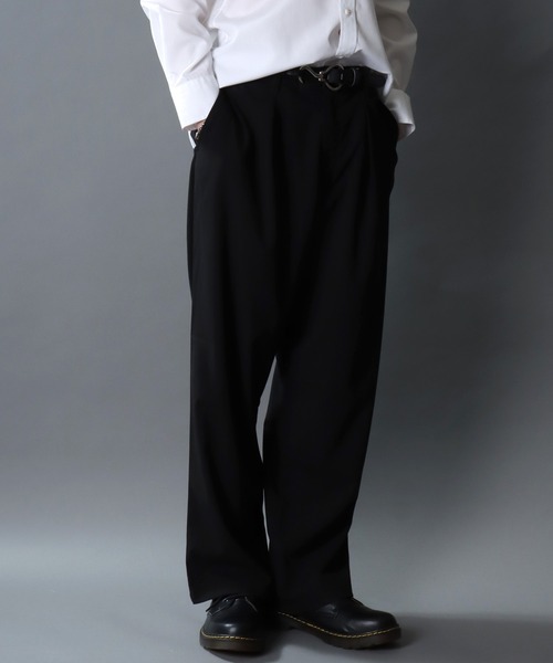 SITRY(シトリー)の「Barrel Leg Easy Pants/1タック バレルレッグパンツ ワイドパンツ イージーパンツ スラックス(スラックス・メンズ・ブラック/チャコール・M/L/LL)」の21枚目の写真