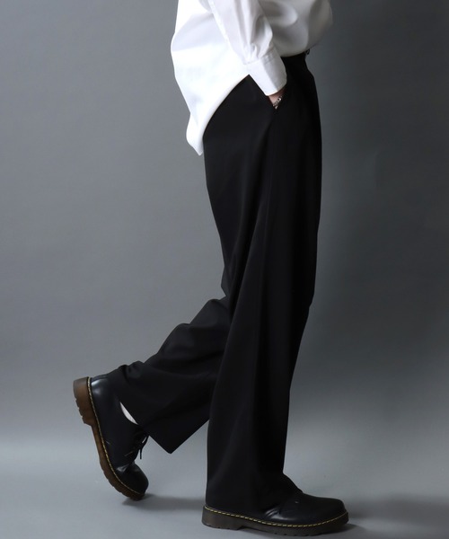 SITRY(シトリー)の「Barrel Leg Easy Pants/1タック バレルレッグパンツ ワイドパンツ イージーパンツ スラックス(スラックス・メンズ・ブラック/チャコール・M/L/LL)」の20枚目の写真
