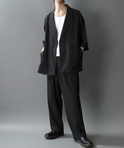 SITRY(シトリー)の「Barrel Leg Easy Pants/1タック バレルレッグパンツ ワイドパンツ イージーパンツ スラックス(スラックス・メンズ・ブラック/チャコール・M/L/LL)」の10枚目の写真