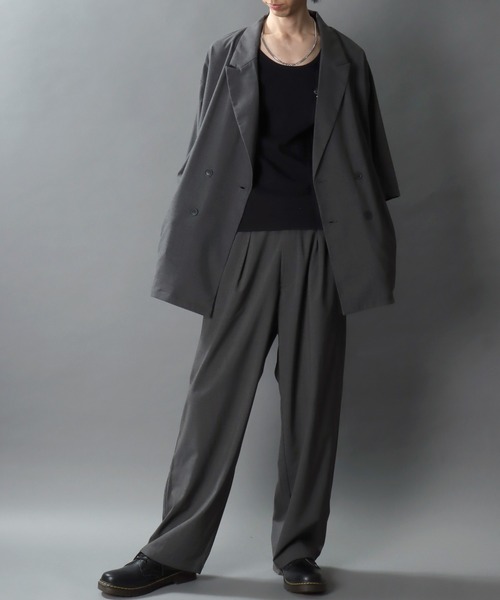 SITRY(シトリー)の「Barrel Leg Easy Pants/1タック バレルレッグパンツ ワイドパンツ イージーパンツ スラックス(スラックス・メンズ・ブラック/チャコール・M/L/LL)」の6枚目の写真