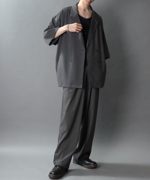 SITRY(シトリー)の「Barrel Leg Easy Pants/1タック バレルレッグパンツ ワイドパンツ イージーパンツ スラックス(スラックス・メンズ・ブラック/チャコール・M/L/LL)」の5枚目の写真