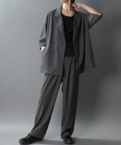SITRY(シトリー)の「Barrel Leg Easy Pants/1タック バレルレッグパンツ ワイドパンツ イージーパンツ スラックス(スラックス・メンズ・ブラック/チャコール・M/L/LL)」の4枚目の写真