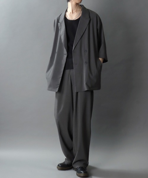 SITRY(シトリー)の「Barrel Leg Easy Pants/1タック バレルレッグパンツ ワイドパンツ イージーパンツ スラックス(スラックス・メンズ・ブラック/チャコール・M/L/LL)」の3枚目の写真