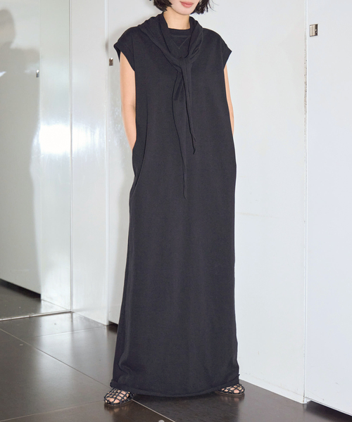 CITYSHOP（シティーショップ）の「CUTDRESS with SCARF：ワンピース（ワンピース・レディース・ブラック/ベージュ/パープル・36/38）」の6枚目の写真