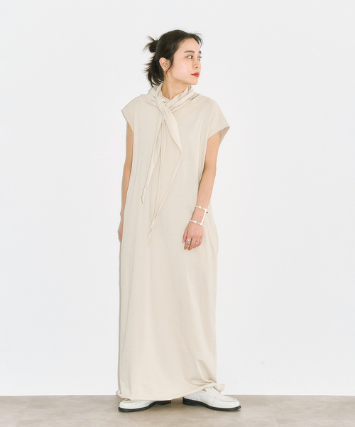 CITYSHOP（シティーショップ）の「CUTDRESS with SCARF：ワンピース（ワンピース・レディース・ブラック/ベージュ/パープル・36/38）」の11枚目の写真