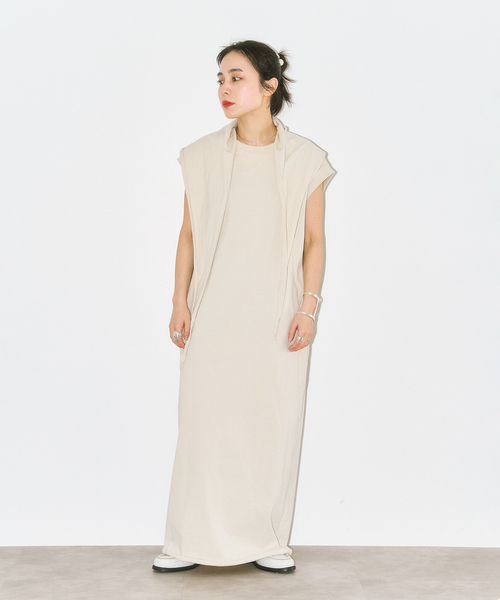 CITYSHOP（シティーショップ）の「CUTDRESS with SCARF：ワンピース（ワンピース・レディース・ブラック/ベージュ/パープル・36/38）」の12枚目の写真