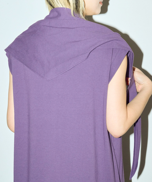 CITYSHOP（シティーショップ）の「CUTDRESS with SCARF：ワンピース（ワンピース・レディース・ブラック/ベージュ/パープル・36/38）」の16枚目の写真