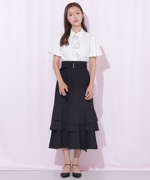 ベルト付きアシメヘムスカート