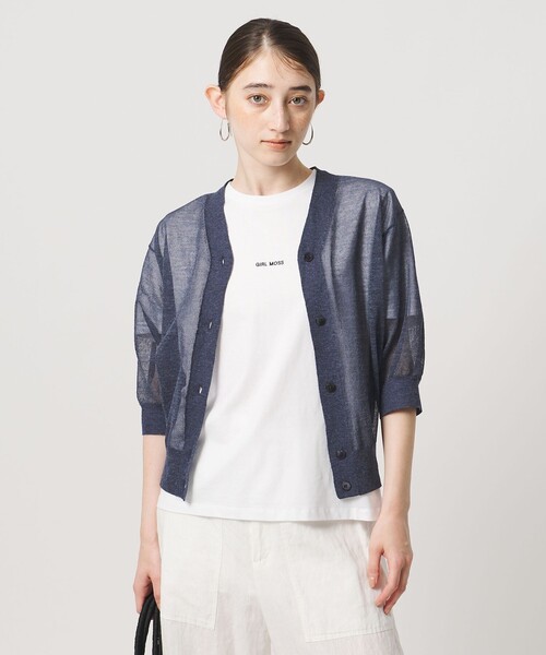 UNITED ARROWS(ユナイテッドアローズ)の「シアー Vネック カーディガン ‐ウォッシャブル‐(カーディガン/ボレロ・レディース・グレー系/ブラック/ライトブルー/ホワイト/ダークブラウン/ネイビー/レッド・FREE)」の6枚目の写真