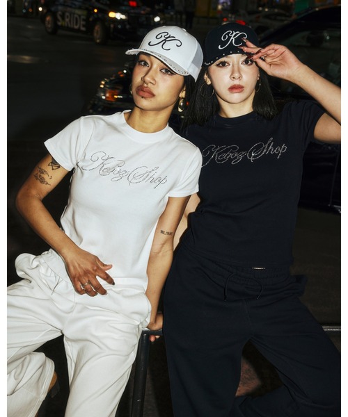 KEBOZ（ケボズ）の「W DAC RHINESTONE S/S TEE（Tシャツ/カットソー・レディース・ネイビー/ホワイト/ブラック・ONE SIZE）」の4枚目の写真