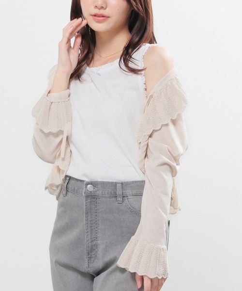 Honeys(ハニーズ)の「【UVカット】レース付ワッフルタンク(タンクトップ・レディース・ホワイト系その他/ホワイト/グリーン系その他/ブラック/グレー系その他・L/M/S/SS)」の8枚目の写真