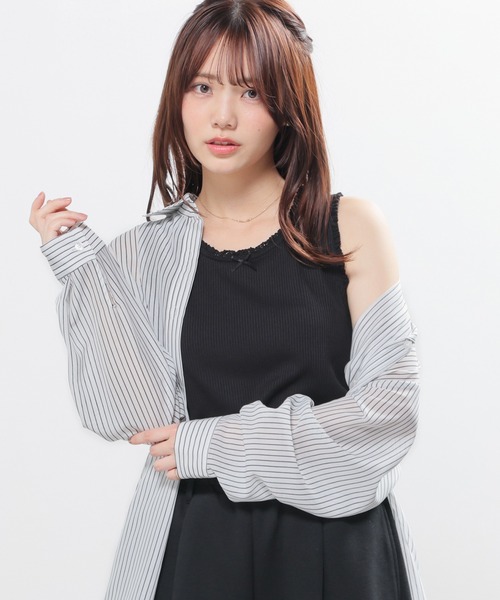 Honeys(ハニーズ)の「【UVカット】レース付ワッフルタンク(タンクトップ・レディース・ホワイト系その他/ホワイト/グリーン系その他/ブラック/グレー系その他・L/M/S/SS)」の12枚目の写真