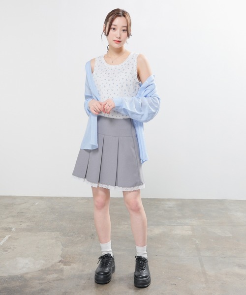 Honeys(ハニーズ)の「【UVカット】レース付ワッフルタンク(タンクトップ・レディース・ホワイト系その他/ホワイト/グリーン系その他/ブラック/グレー系その他・L/M/S/SS)」の13枚目の写真