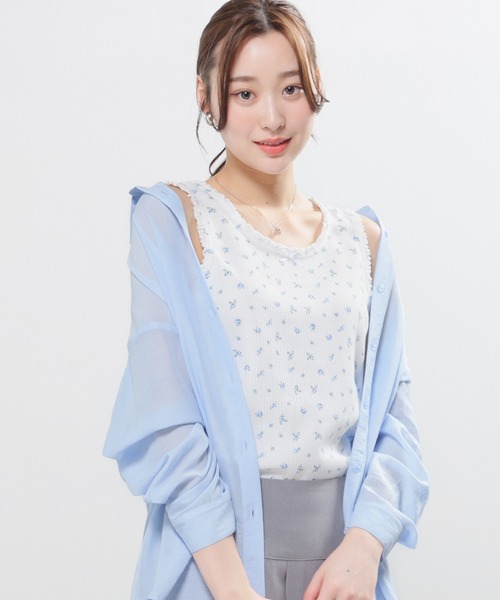 Honeys(ハニーズ)の「【UVカット】レース付ワッフルタンク(タンクトップ・レディース・ホワイト系その他/ホワイト/グリーン系その他/ブラック/グレー系その他・L/M/S/SS)」の15枚目の写真