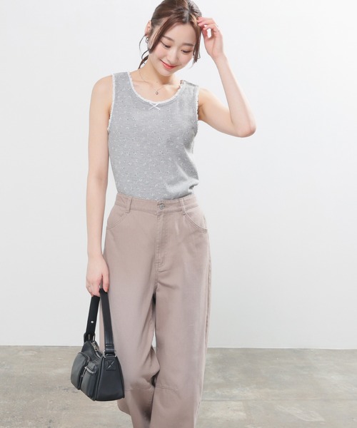 Honeys(ハニーズ)の「【UVカット】レース付ワッフルタンク(タンクトップ・レディース・ホワイト系その他/ホワイト/グリーン系その他/ブラック/グレー系その他・L/M/S/SS)」の17枚目の写真