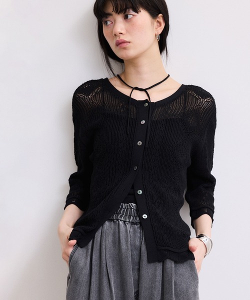ADAM ET ROPE'(アダムエロペ)の「【WEB限定】2wayレースアップカーディガン(カーディガン/ボレロ・レディース・ブラック/ダークブラウン/オフホワイト・FREE)」の13枚目の写真