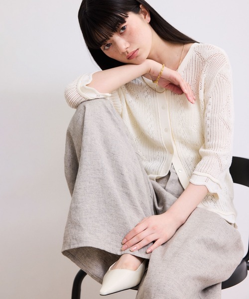 ADAM ET ROPE'(アダムエロペ)の「【WEB限定】2wayレースアップカーディガン(カーディガン/ボレロ・レディース・ブラック/ダークブラウン/オフホワイト・FREE)」の21枚目の写真