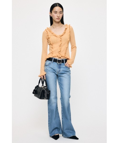 MOUSSY（マウジー）の「【新登場】MVS MIDRISE FLARE（デニムパンツ・レディース・ワンウォッシュ/ブルー・26inch/25inch/24inch/23inch）」の5枚目の写真