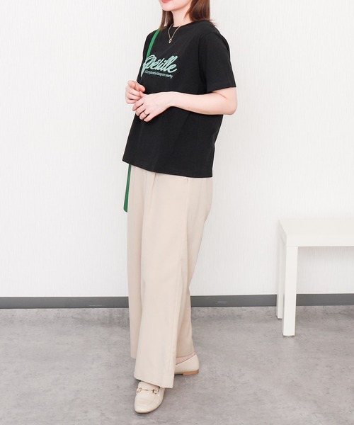 libelle more（リベル モア）の「USAコットンもこもこ刺繍ロゴTシャツ【接触冷感】（Tシャツ/カットソー・レディース・オフホワイト/ブラック/ブラウン/チャコールグレー・M/L）」の21枚目の写真