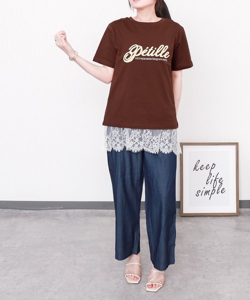 libelle more（リベル モア）の「USAコットンもこもこ刺繍ロゴTシャツ【接触冷感】（Tシャツ/カットソー・レディース・オフホワイト/ブラック/ブラウン/チャコールグレー・M/L）」の7枚目の写真