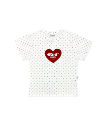 ハート ESCF ロゴ コラージュ アプリケ ドット スリムフィット 半袖Tシャツ [3色]