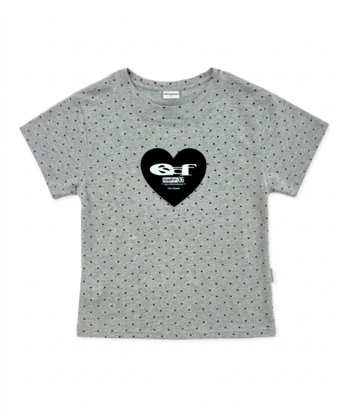 ESCAPEFROM（エスケープフロム）の「ハート ESCF ロゴ コラージュ アプリケ ドット スリムフィット 半袖Tシャツ [3色]（Tシャツ/カットソー・レディース・アイボリー/ライトブルー/グレー・MEDIUM）」の5枚目の写真