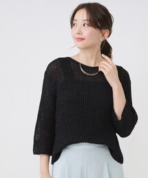 七分丈袖」に該当するレディースのニット/セーター（ブラック/黒色系