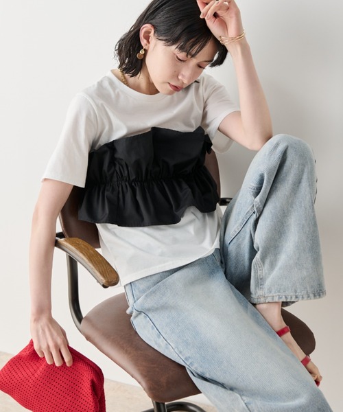 Shelly island(シェリーアイランド)の「フリルベア付きTシャツ(Tシャツ/カットソー・レディース・ブラック/ホワイト・FREE)」の9枚目の写真