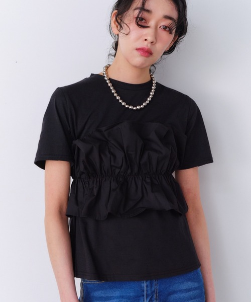 Shelly island(シェリーアイランド)の「フリルベア付きTシャツ(Tシャツ/カットソー・レディース・ブラック/ホワイト・FREE)」の21枚目の写真