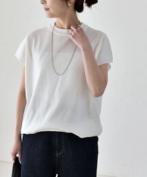 quaranciel:〈手洗い可能〉ドロスト フレンチスリーブ シアー ニット プルオーバー