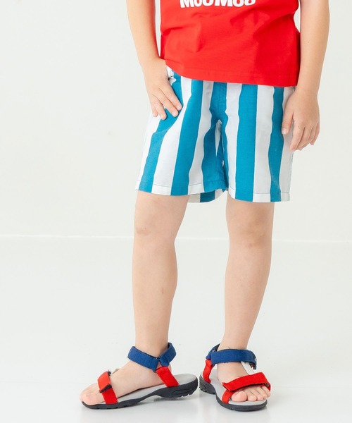 DILASH(ディラッシュ)の「バックポケット付き 太ストライプ ハーフパンツ(4分丈)(その他パンツ・キッズ・グリーン/レッド・100/80/90/110/120/130/140)」の4枚目の写真