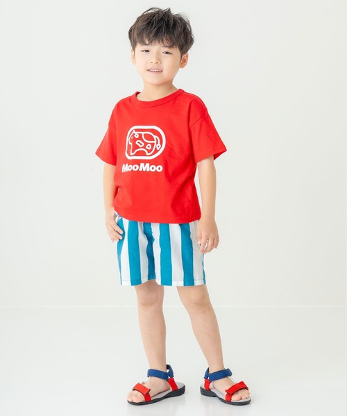 DILASH(ディラッシュ)の「バックポケット付き 太ストライプ ハーフパンツ(4分丈)(その他パンツ・キッズ・グリーン/レッド・100/80/90/110/120/130/140)」の3枚目の写真