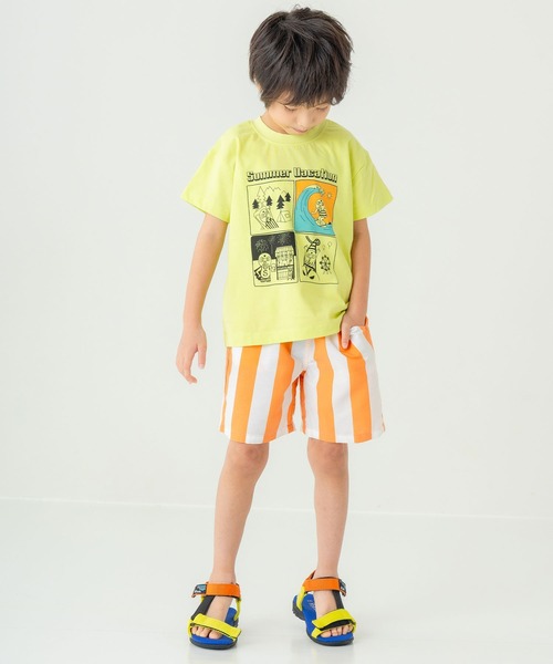 DILASH(ディラッシュ)の「バックポケット付き 太ストライプ ハーフパンツ(4分丈)(その他パンツ・キッズ・グリーン/レッド・100/80/90/110/120/130/140)」の5枚目の写真