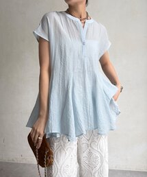 夏映え/華奢見え】リネンドロストフレンチシャツ（シャツ/ブラウス