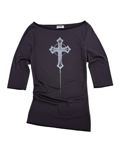 PLASMASPHERE(プラズマスフィア)の「クロスボートネックオフショルダーゴシックTシャツ_2COLOR(Tシャツ/カットソー・レディース・ブラック/ダークグレー・FREE)」の12枚目の写真