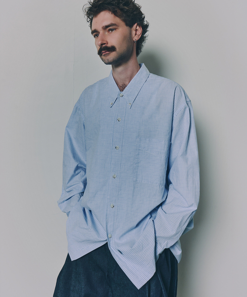 Marvine Pontiak shirt makers（マービンポンティアックシャツメーカーズ）の「Marvine Pontiak / マービンポンティアックシャツメーカーズ WISM別注 Relax B.D SH/B（シャツ/ブラウス・メンズ・ライトグレー/ライトブルー・FREE）」の2枚目の写真